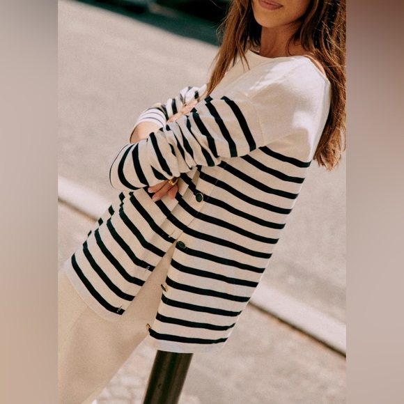 Sezane Tops - Sezane Noam Marinière in Ecru/Navy